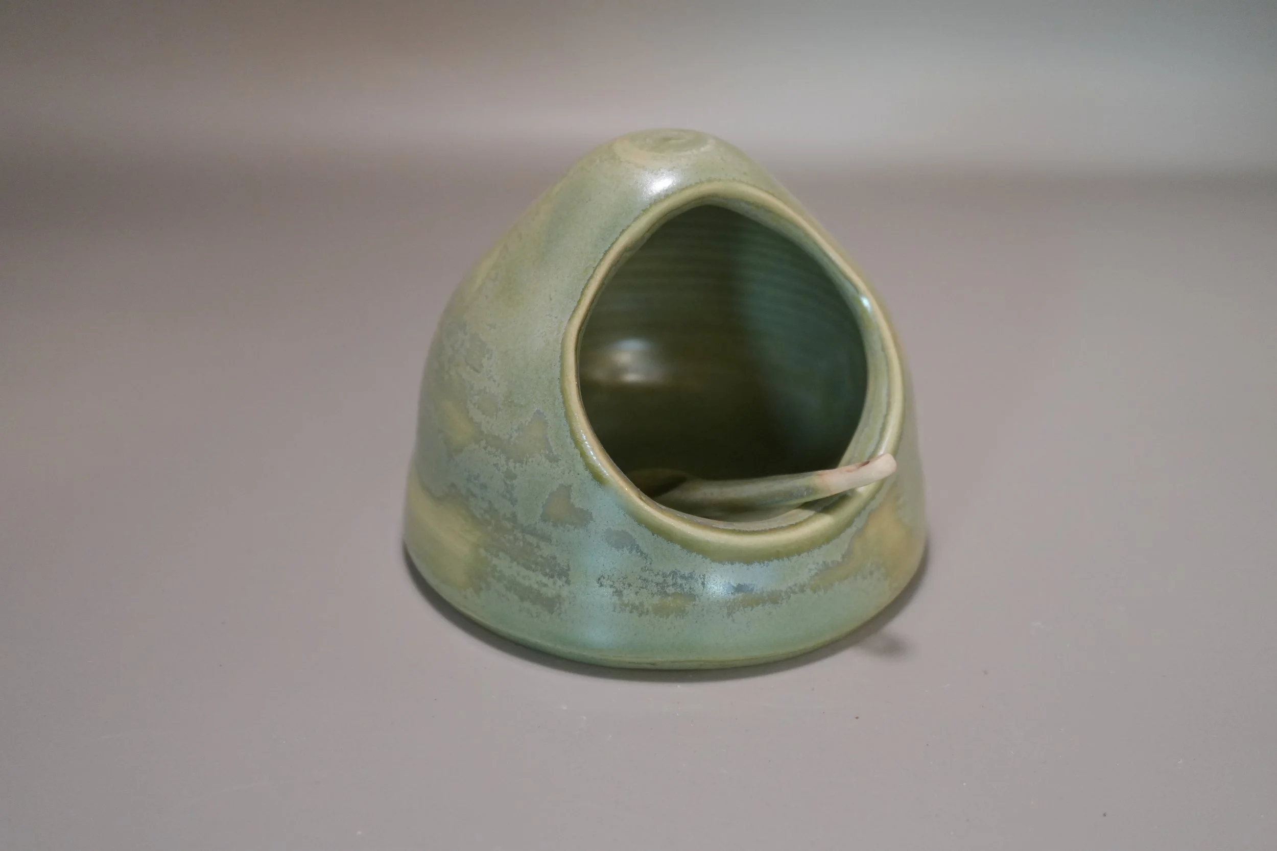 Artisan Green Tea Salt Cellar with Spoon