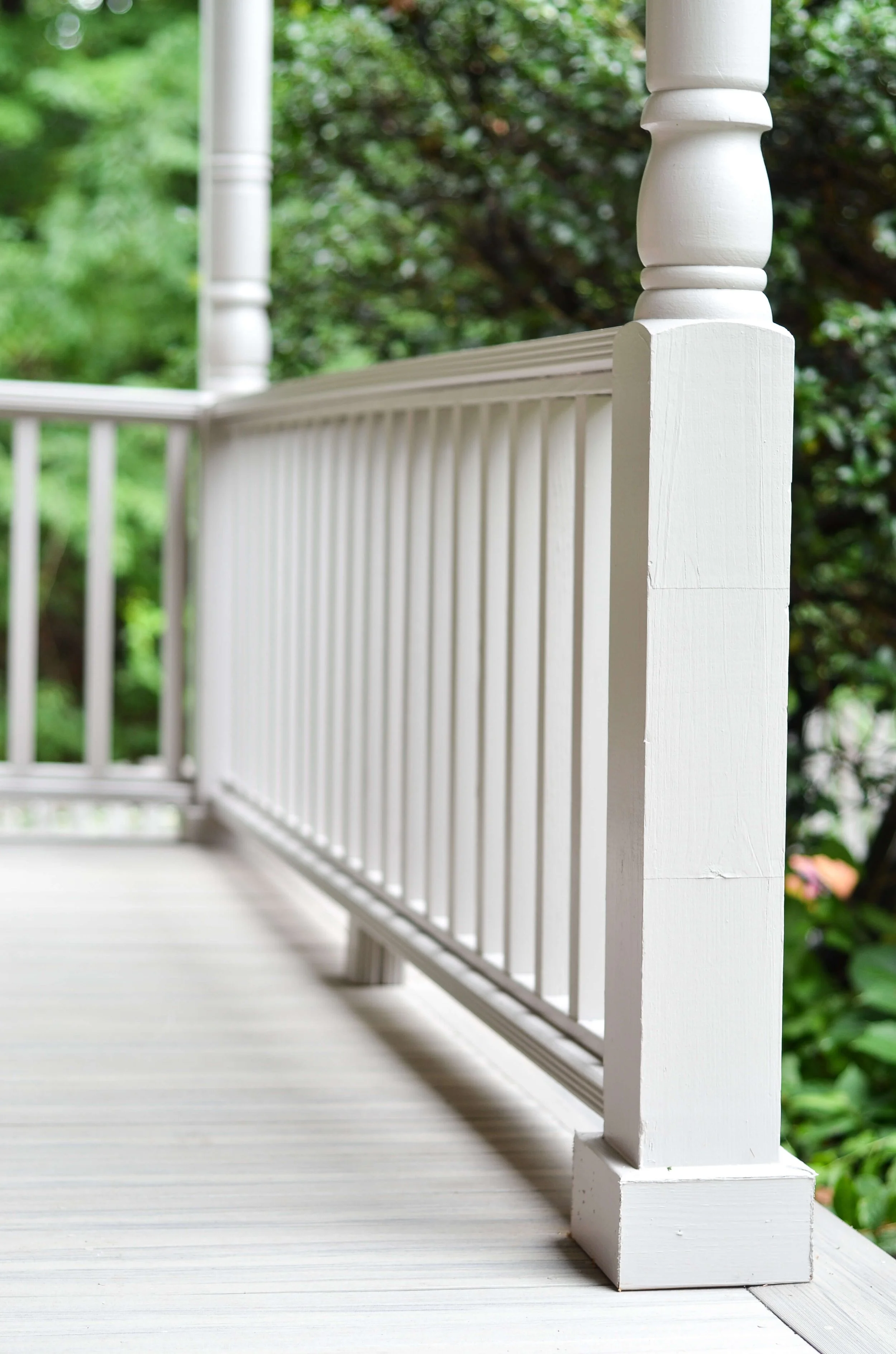 Turned post, molded rail, evenly spaced balusters. The classics, done right.