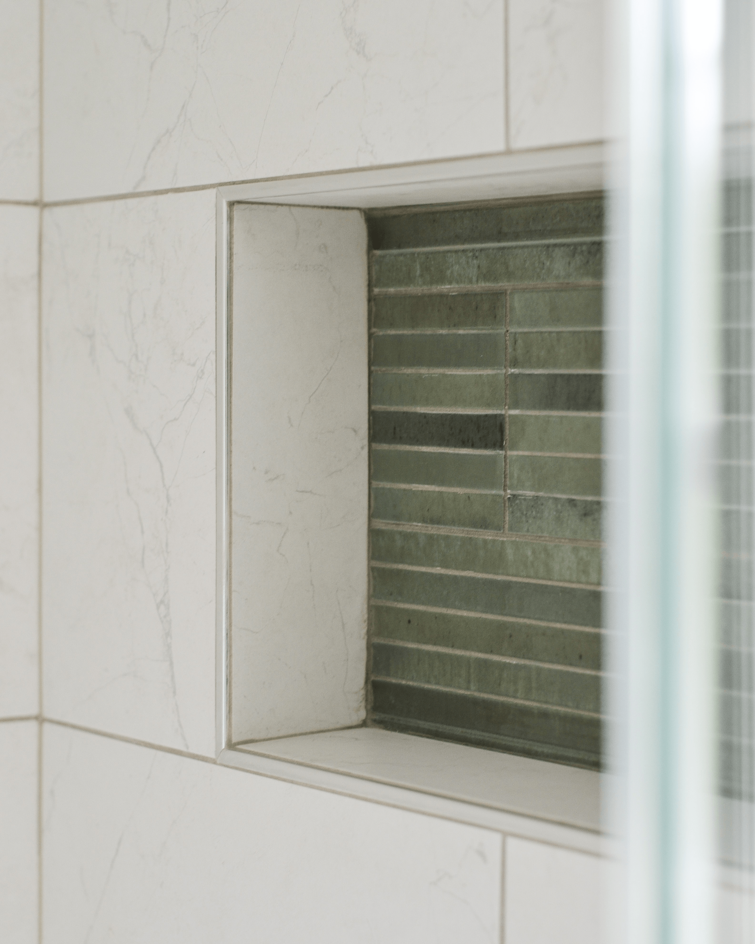 The niche, detailed to match the rest of the shower - nothing tacked on, nothing overlooked.