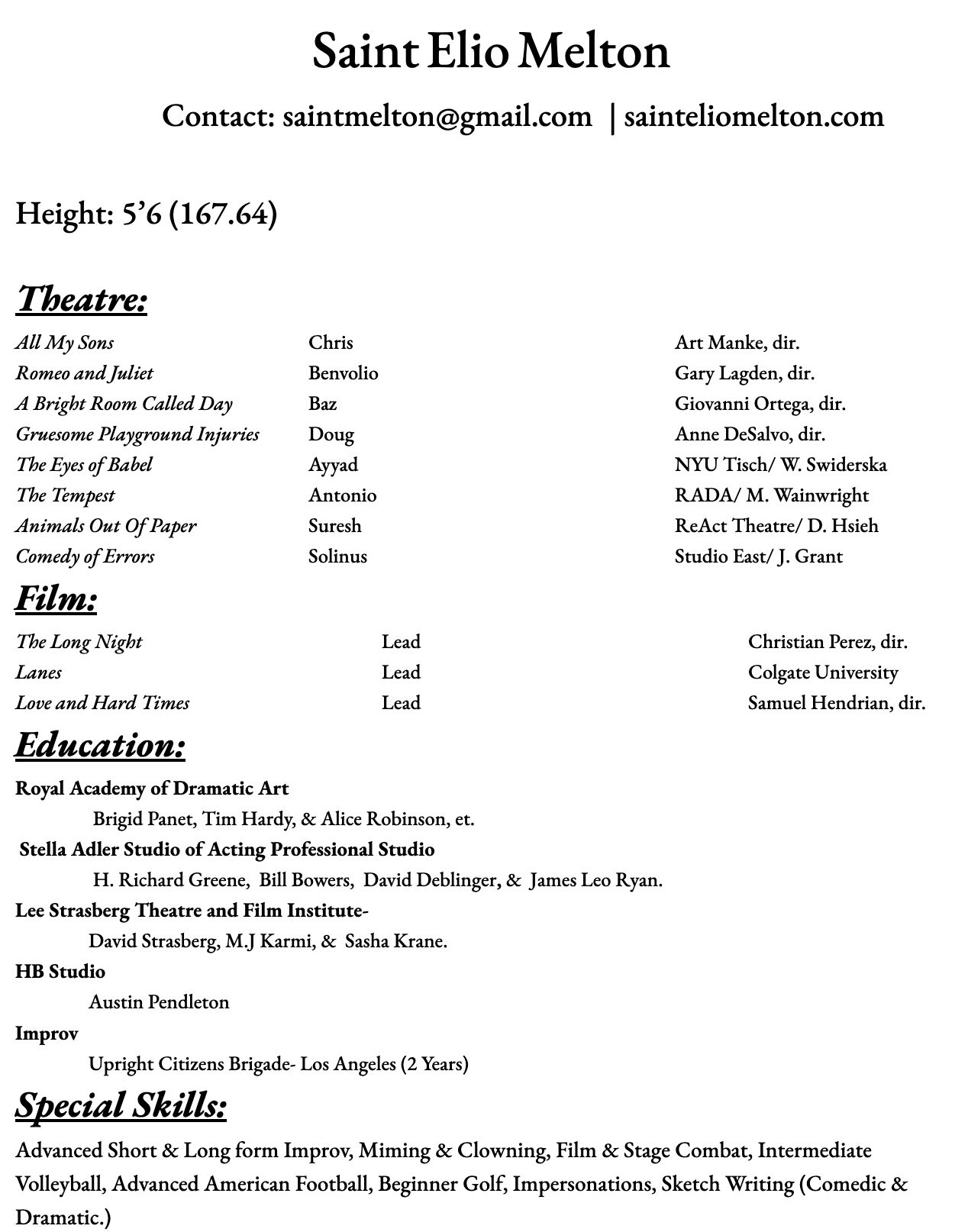 Resumè of Saint Elio