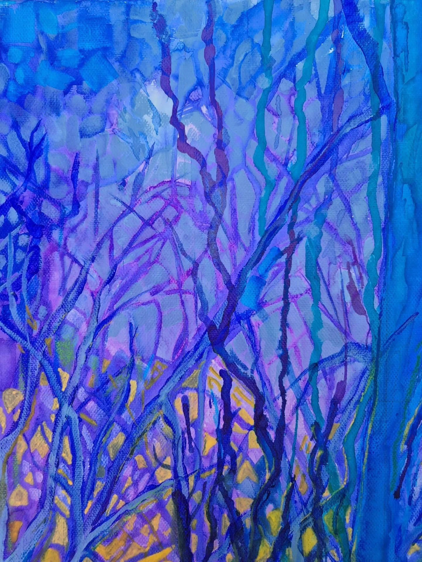 Daydream or nightmare? 🌗😉

"Moonrise in the Mythical Woods" (Drayton)
40 x 40 cm (2026)
Acrylic, inks, and oil pastel on canvas
Swipe to end for textures...

Inspired by the woods of the same name, Drayton Drewery aka The Mystical Woods.
