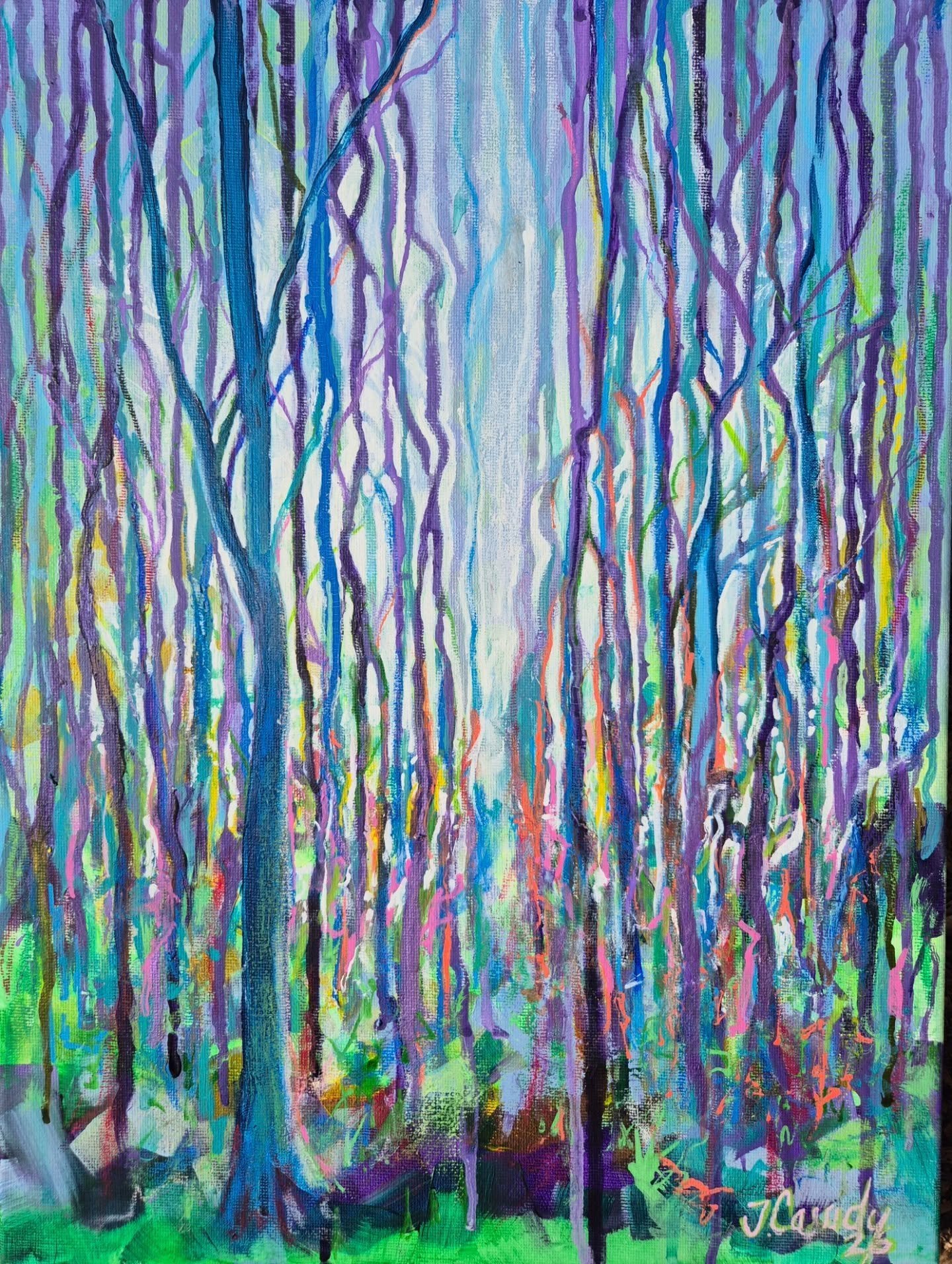 "Breckland Sunburst" 30 x 40 cm
Acrylic and oil pastels on canvas (2026)

Swipe for details ✨️ 

Heres a brand new summer painting for your Sunday eve - the sun bursting through the dense pine trees of a Breckland forest. An exploration in 