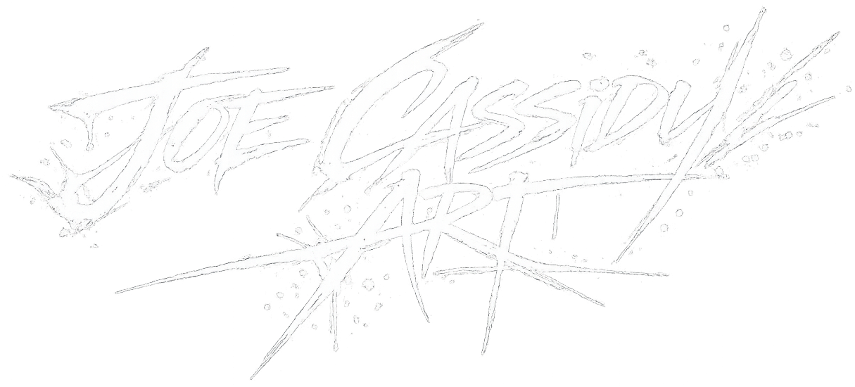 Graffiti-style white text reading 'Joe Cassidy Art' on a black background.