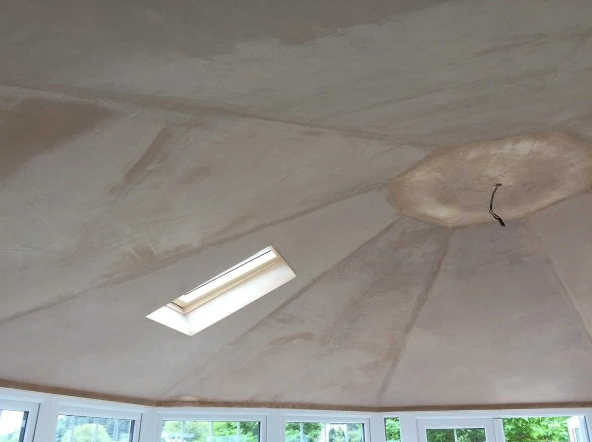 Boarded and skimmed multi-angled orangery ceiling completed by Hodgson Green
