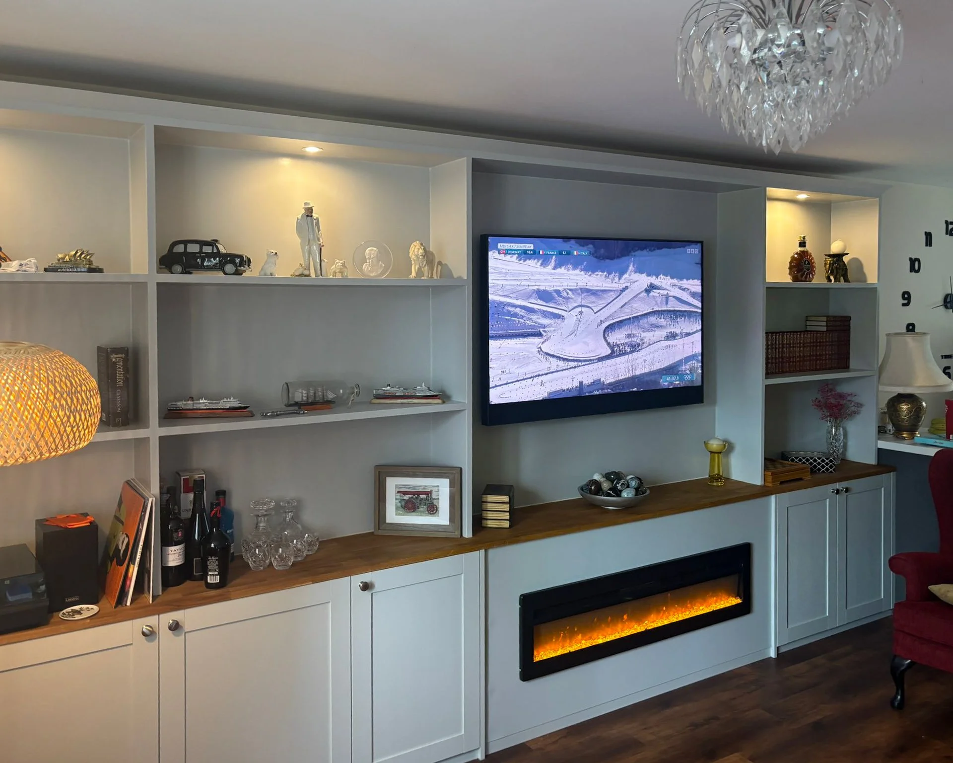 Bespoke media wall and fitted carpentry project in Bridgnorth, Shropshire