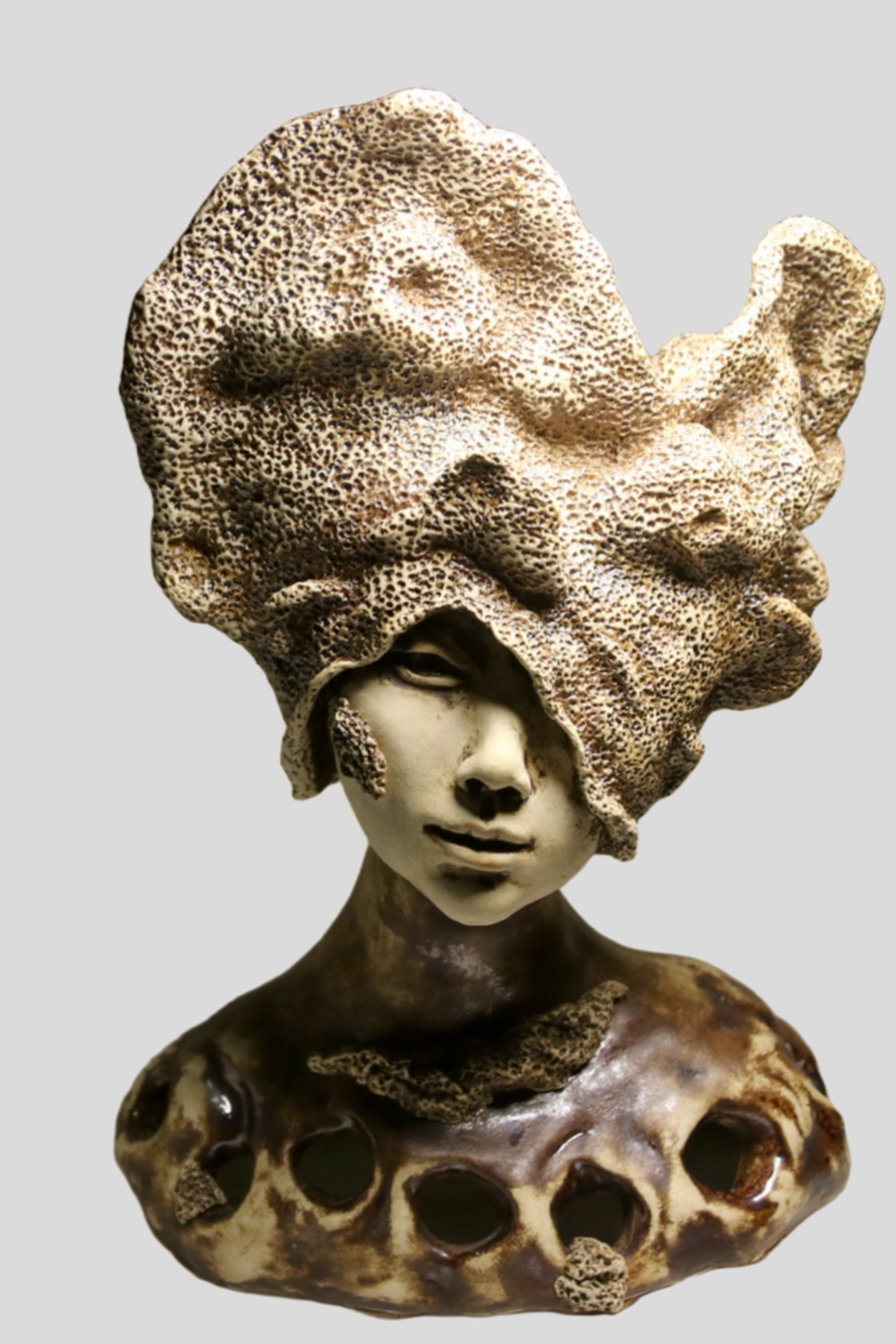"Coralia". Ceramics. Stone clay, magnesium oxide. Cone 10, oxidation. 2025. Exhibited in "Clay Works" Exhibition by the Ceramics Ireland, May, 2026. Acquired by private collector