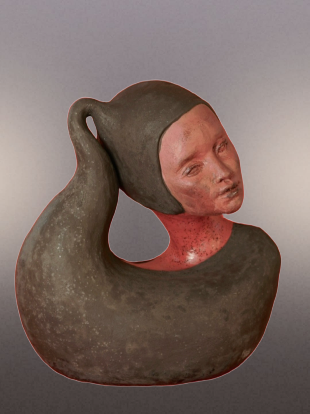 Ouroboros - Weight of Self Creation. H34 X W39 x L28 cm. Stone clay, engobe, underglazes, glazes. Cone 6 (up to 1220*C), oxidation. December 2025