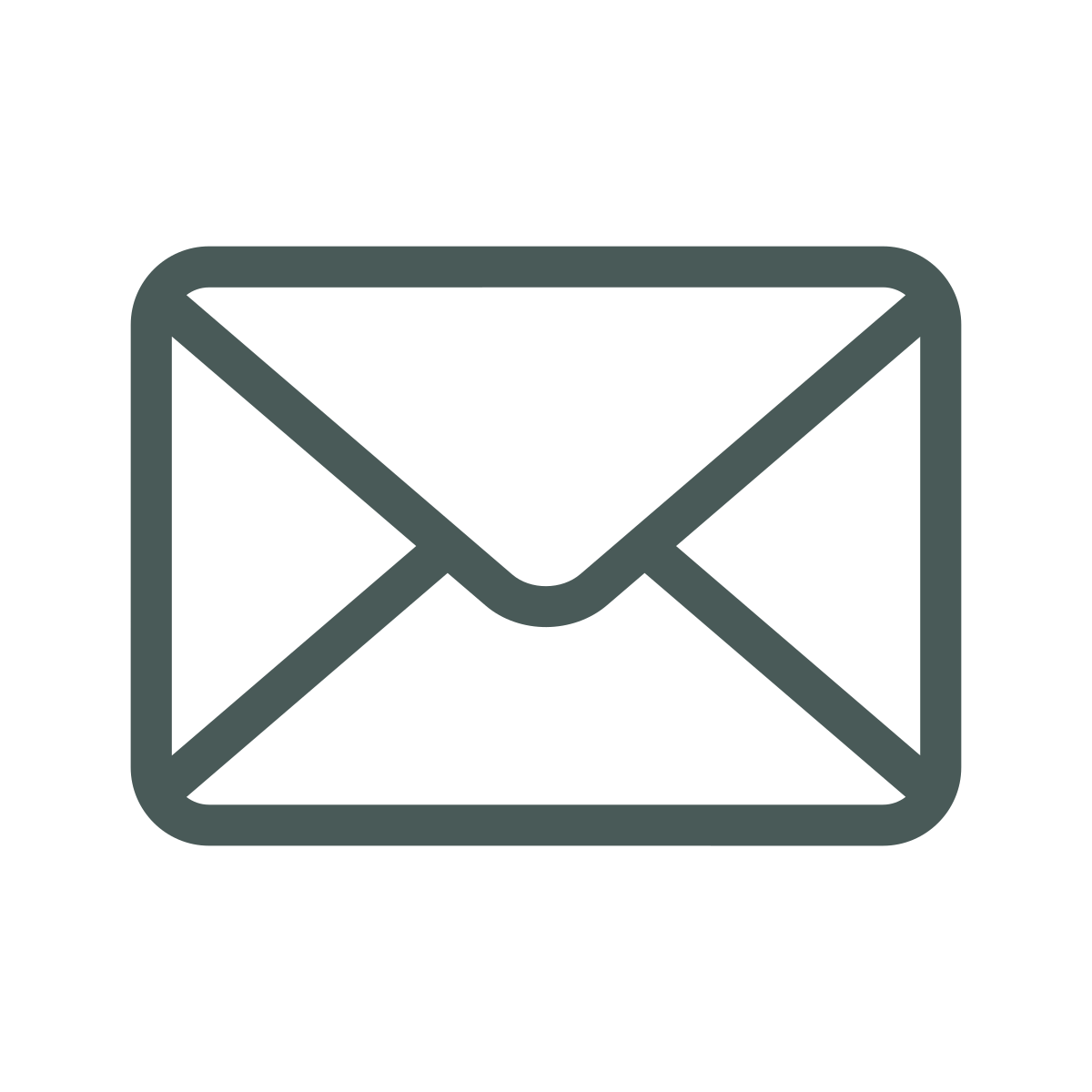 Outline of an envelope icon representing email or messaging.