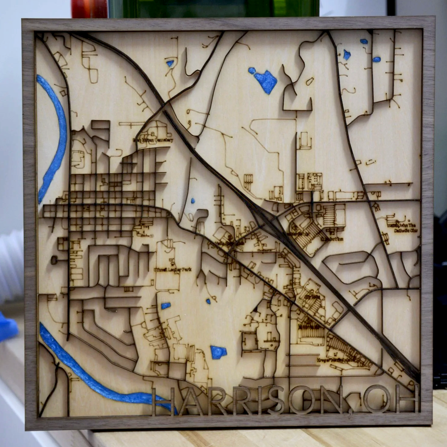 Multi-layered sign of Harrison, Ohio (can be customized further)