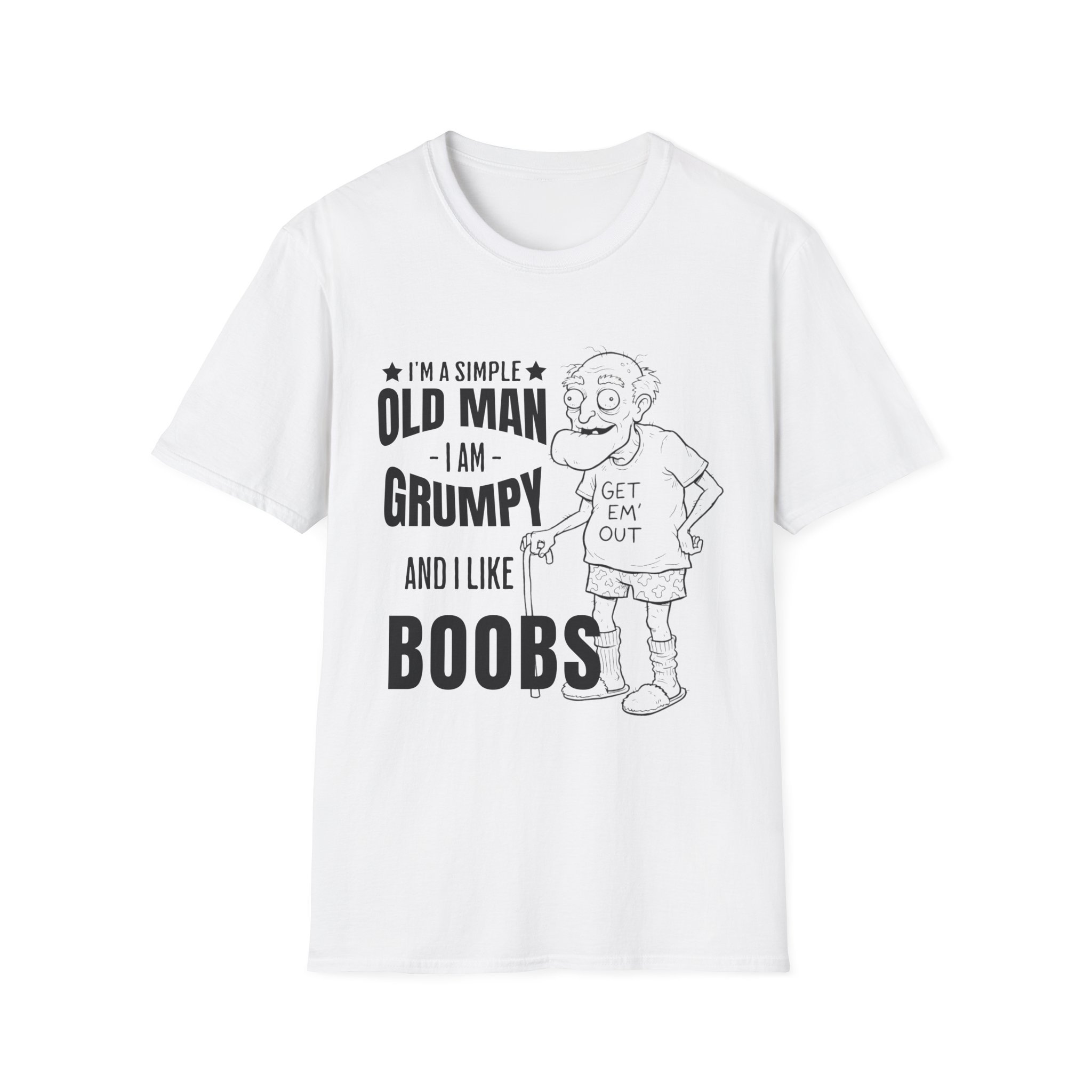 Funny Old Man 'I Like Boobs' T-Shirt (Gildan)