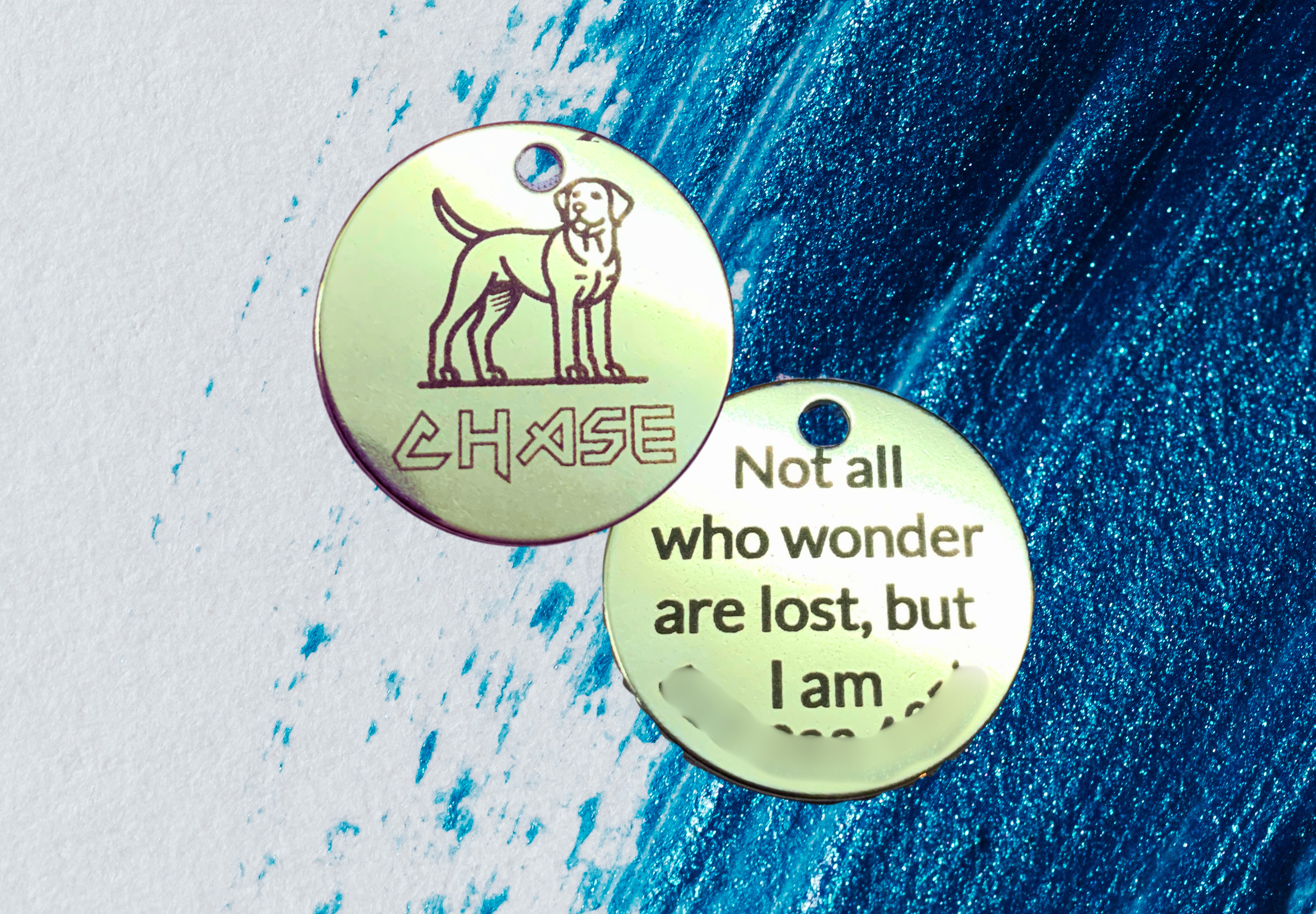 Laser engraved, stainless steel dog tags