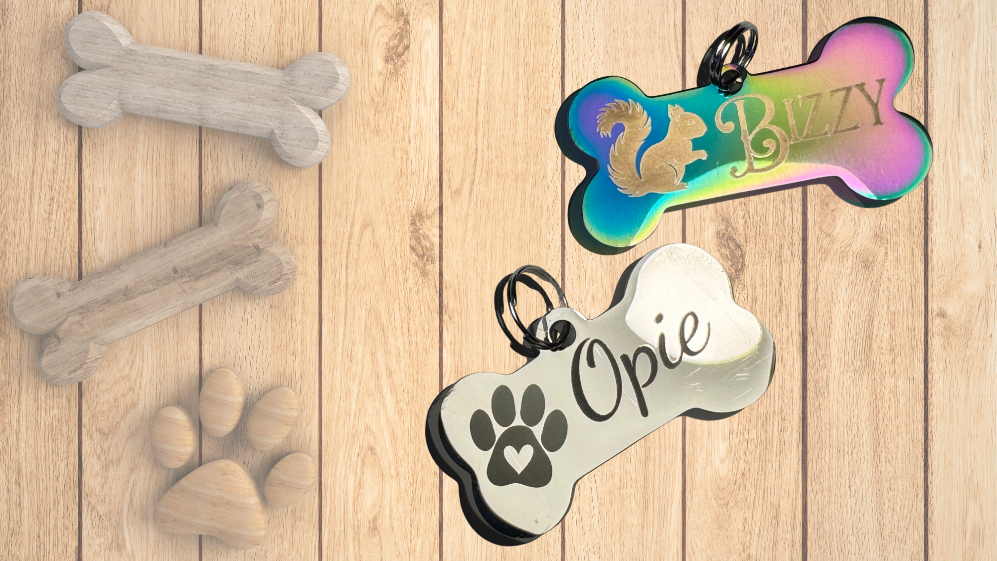 Laser engraved stainless steel dog tags