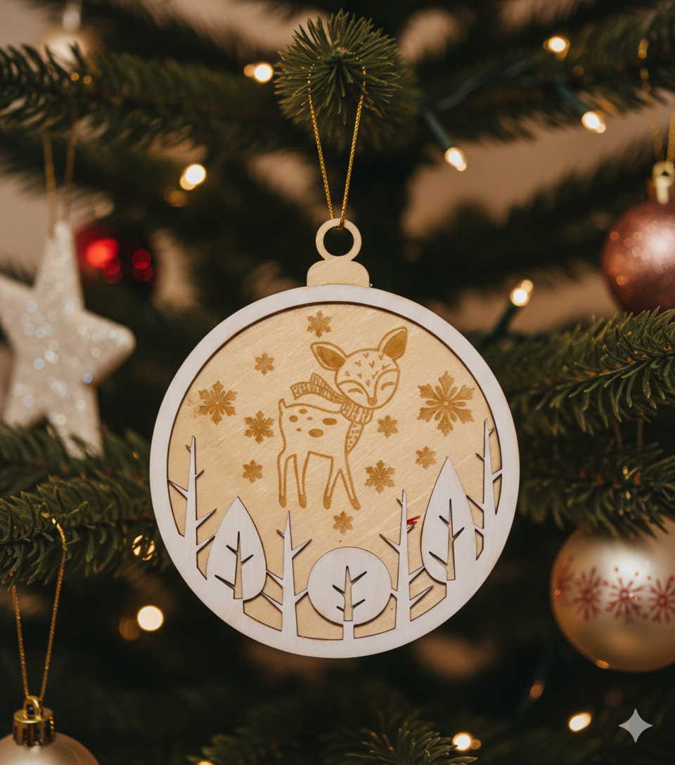 Multi-layered cut & engraved Christmas ornament
