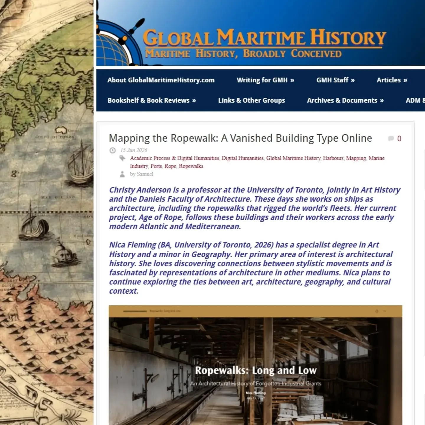 Our new article &ldquo;Mapping the Ropewalk: A Vanished Building Type Online&rdquo; is now published on GlobalMaritimeHistory.com!!

Global Maritime History is a website that features sources, articles, and discussions about anything and everything r