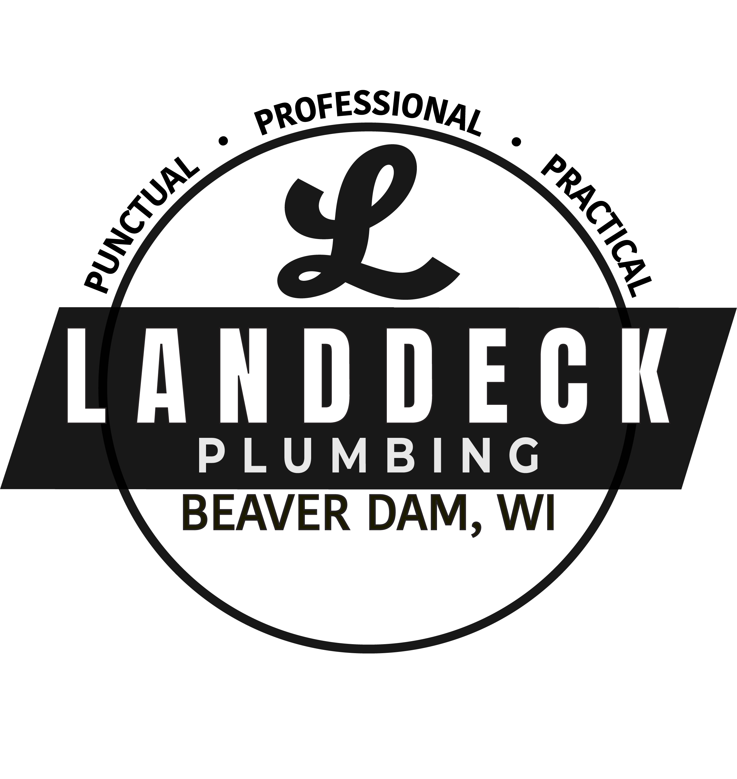 Landock Plumbing sign with Beaver Dam, WI location.