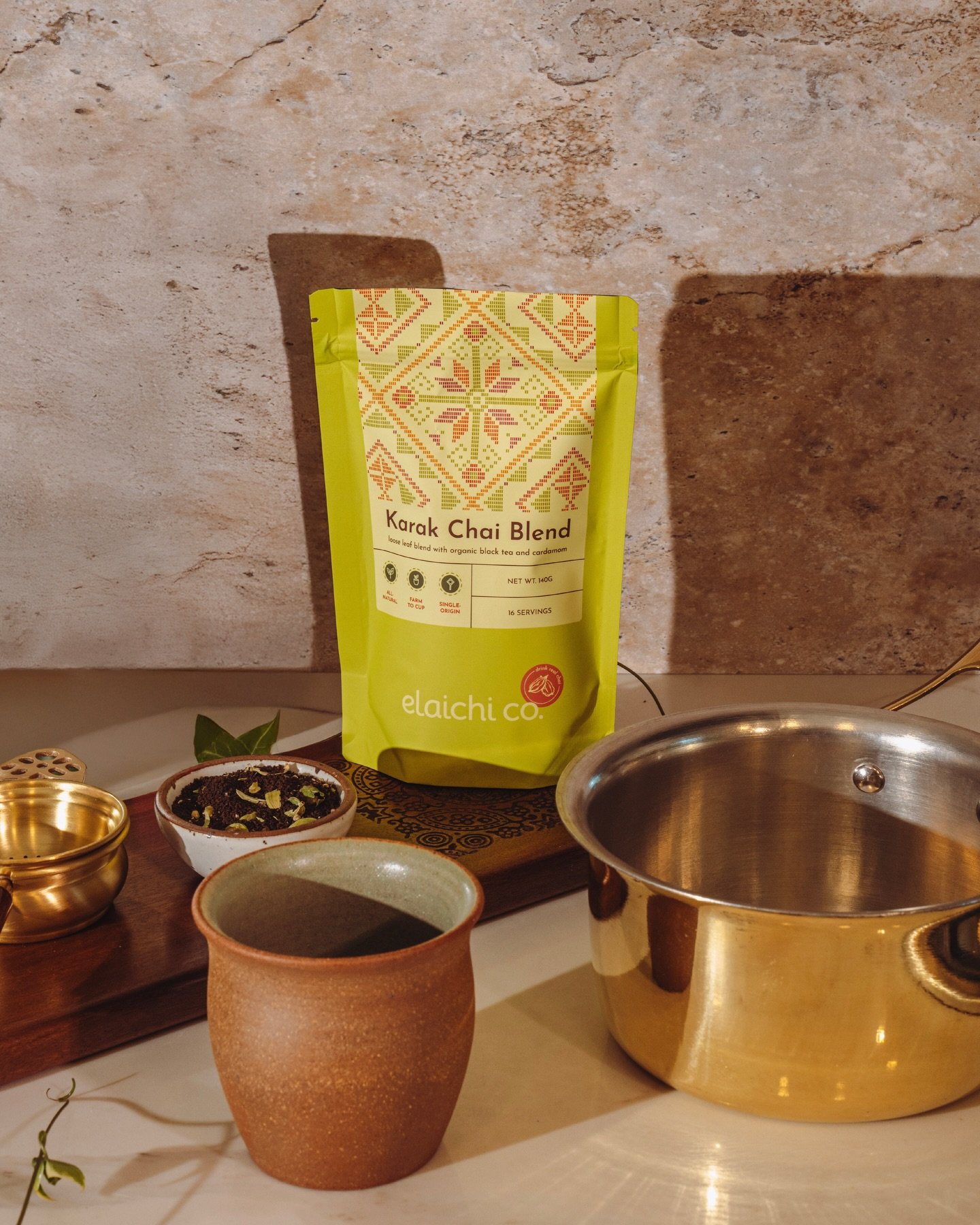 We recently redesigned the packaging for @officialelaichico Karak Chai Blend, and from the very beginning, the intention was to root it in ritual and familiarity. Chai is never just a drink. It holds memory, conversation, and comfort, so the packagin