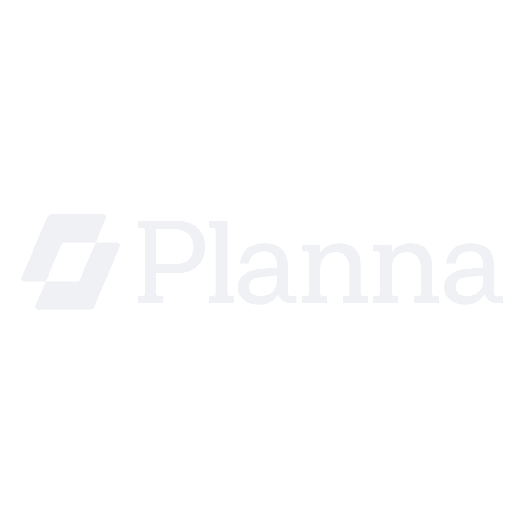 Black background with a grey geometric logo and the word 'Planna' in grey font.