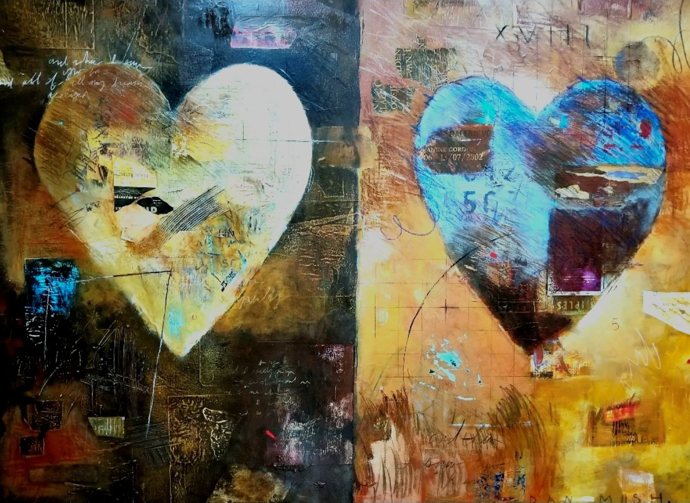 Two Hearts •  64" x 52" • mixed media on canvas •  SOLD