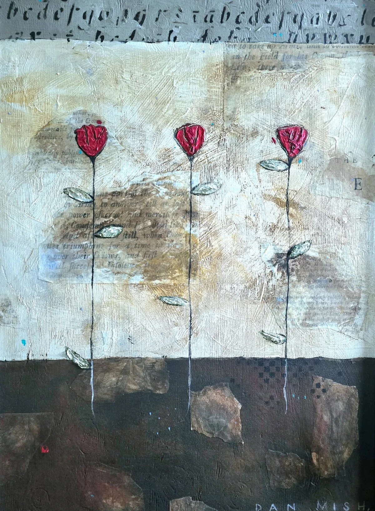 The Three Flowers • 32" x 43" • mixed media on canvas