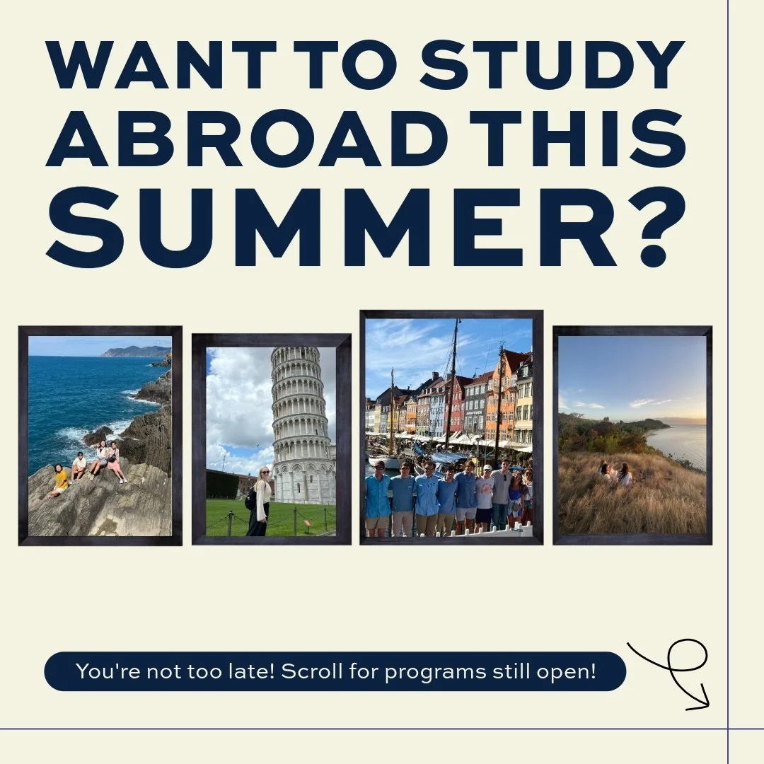 ✈️ 🏖️ 🎒 If you thought you were too late to go abroad this summer, you're not!

Scroll for all of the programs, by college, that are still accepting applications to go abroad Summer 2026!

As always, find the link in our bio to explore more (&amp; 