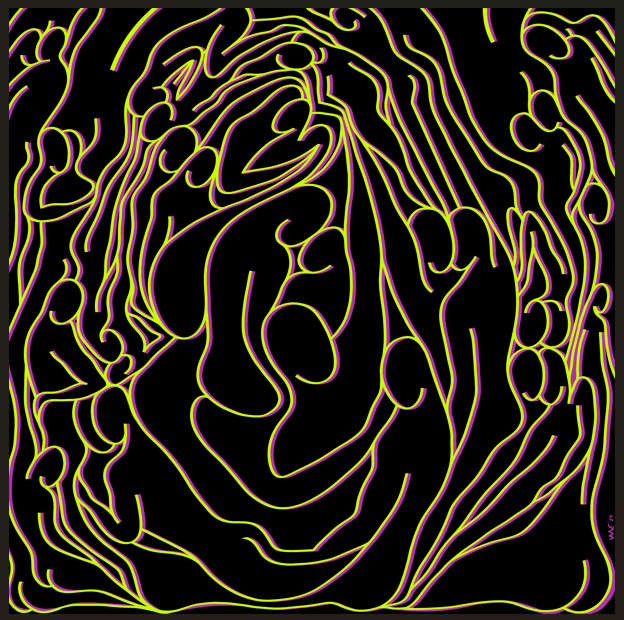 Hug- Black- Green & Purple Lines