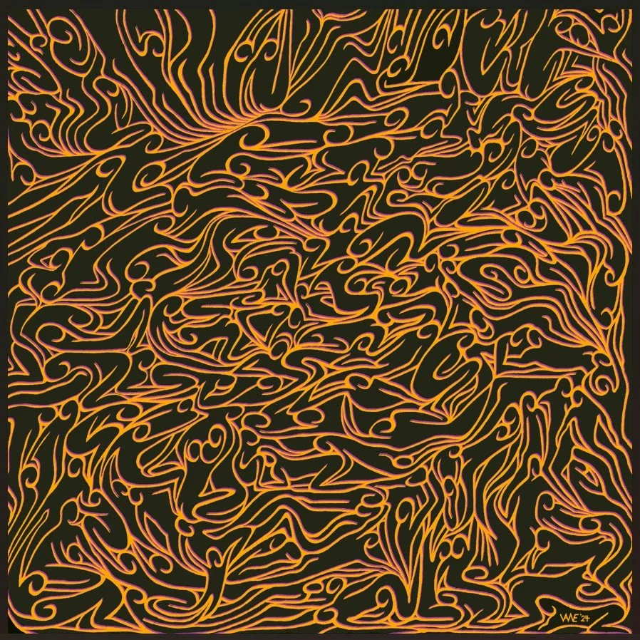 Pool Party- Black- Orange & Purple Lines