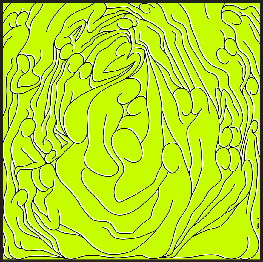 Hug- Green- Black & White Lines