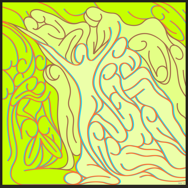 Entrance 3D- Green- Red & Cyan Lines