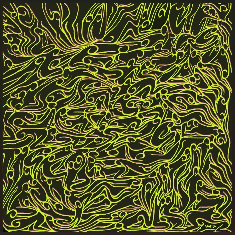 Pool Party- Black- Green & Purple Lines