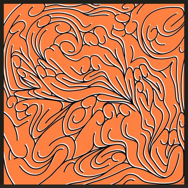 Whirl-Orange- Black & White Lines