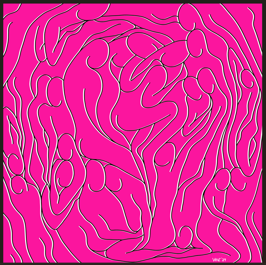 Love- Pink- Black & White Lines