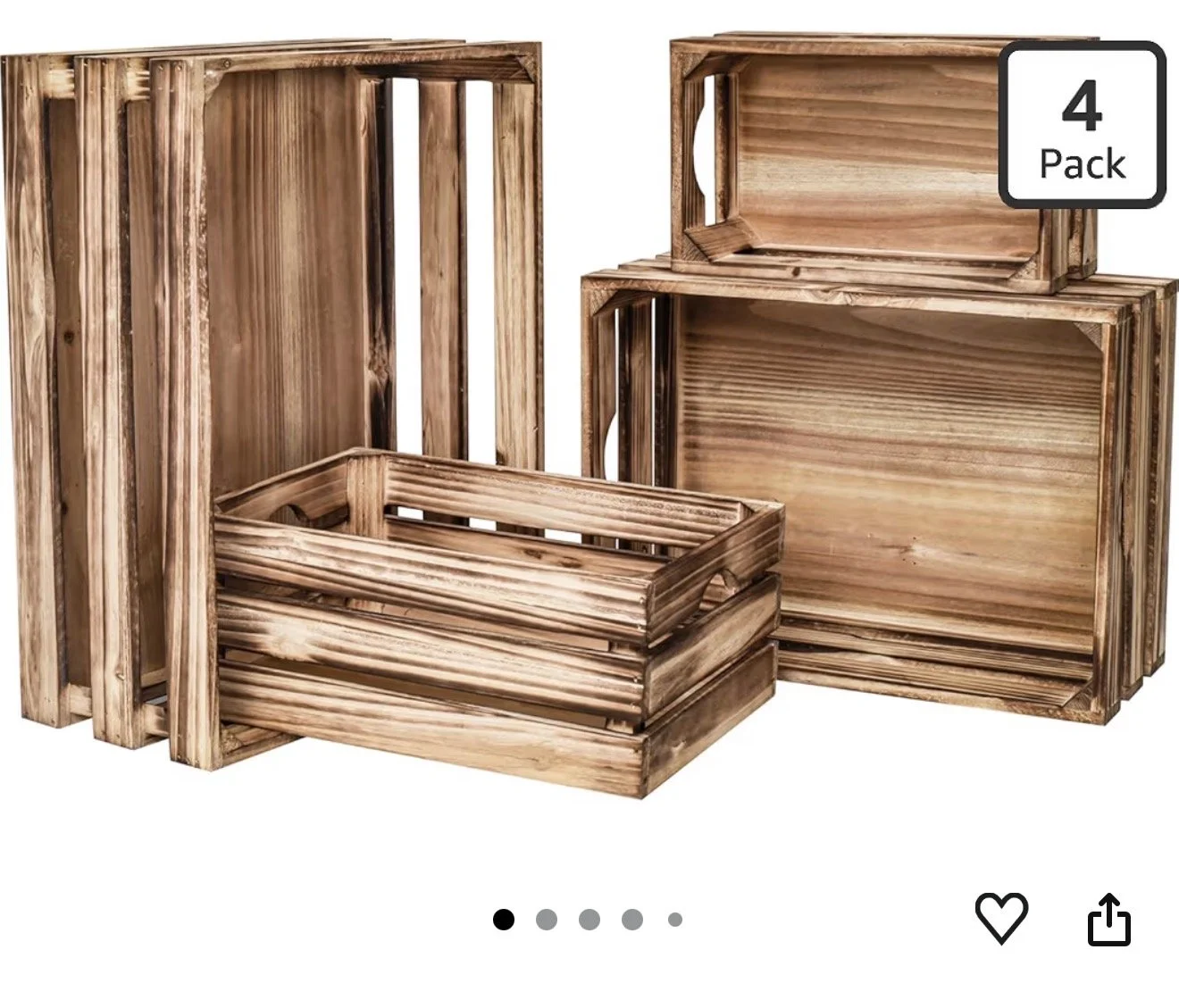 Torched Wood Decorative Storage Crates, Set of Four
