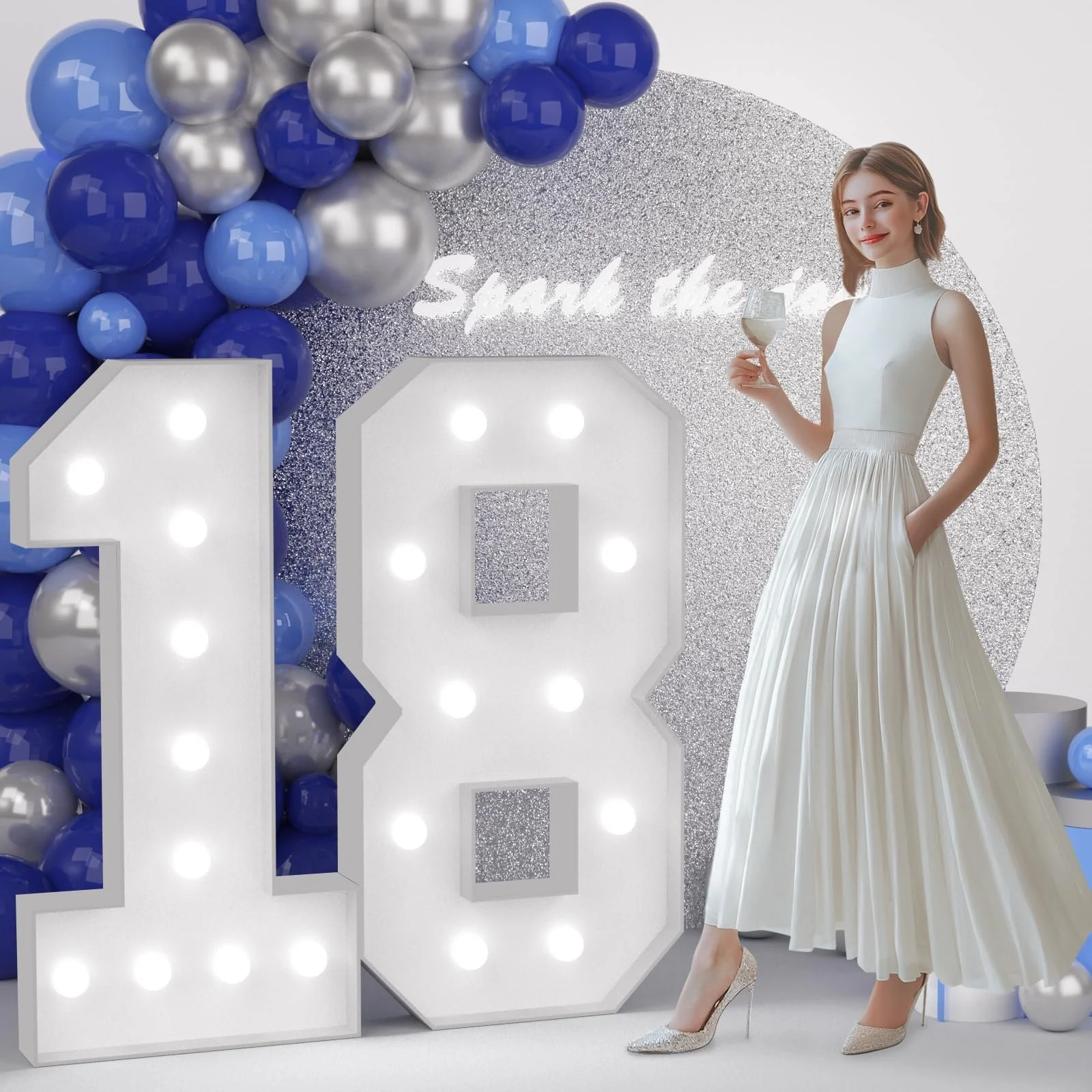 Number 18 Marquee Numbers - 4 Feet Tall - Light-Up Numbers