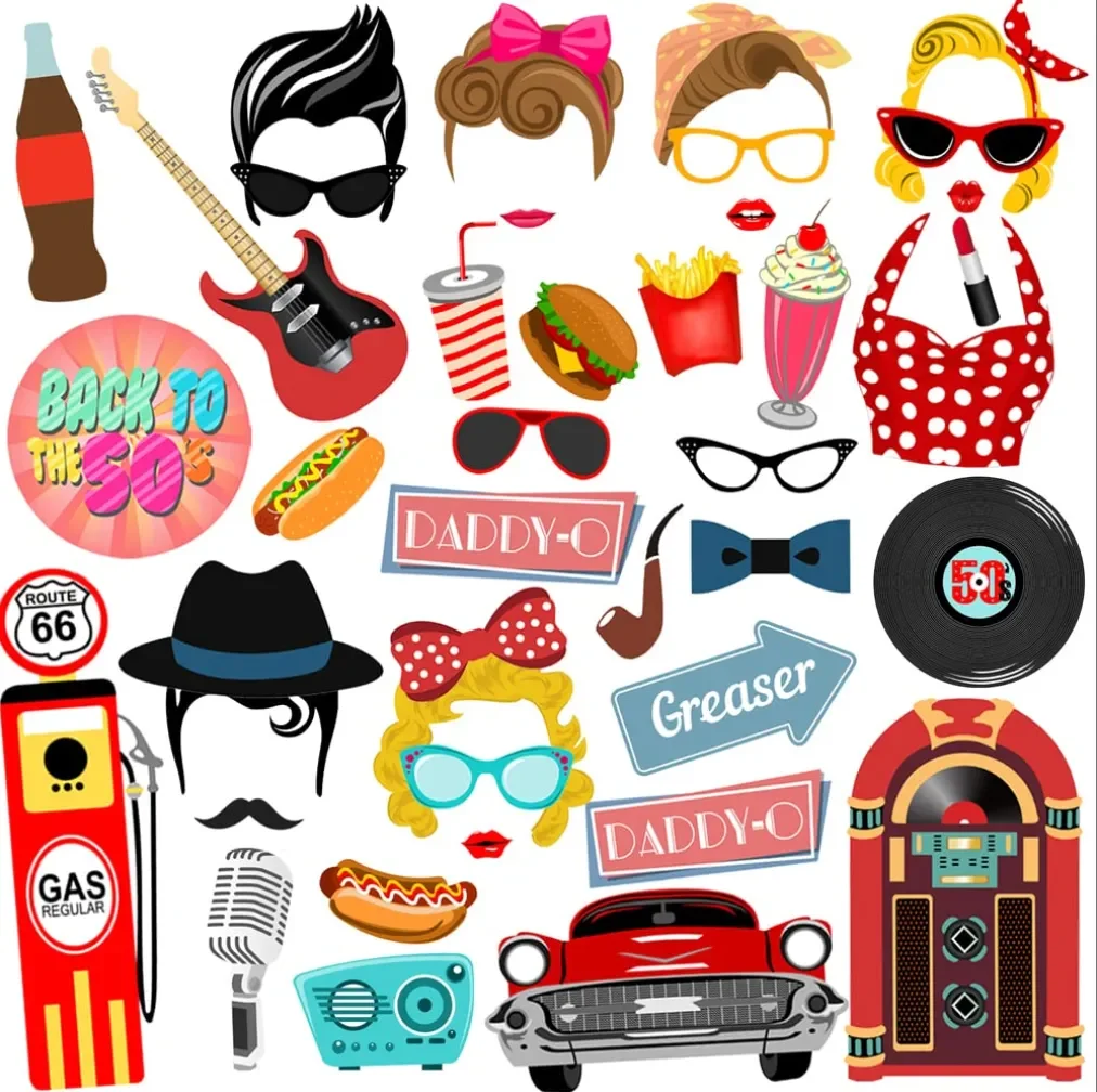 50's Photo Booth Props