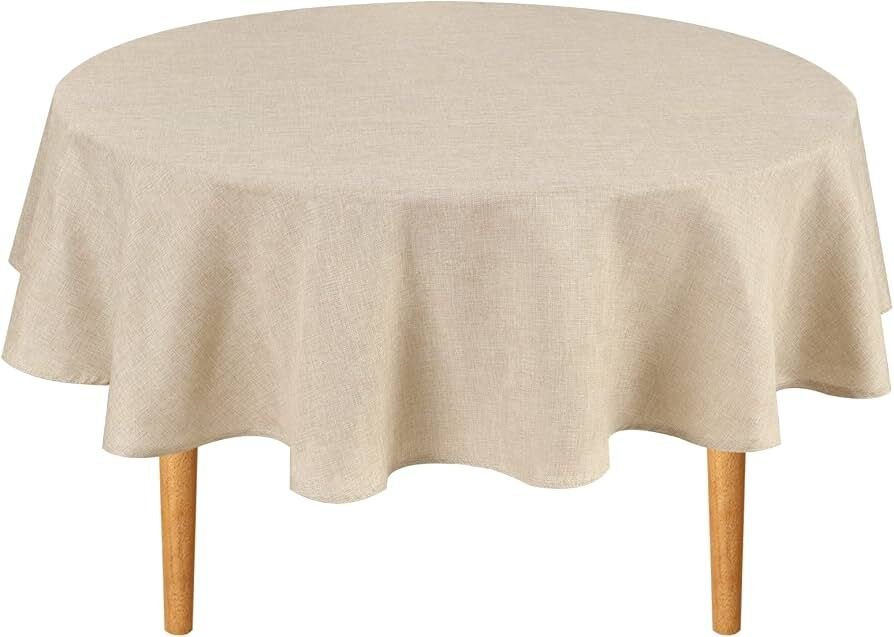 Beige Linen Tablecloth 80"
