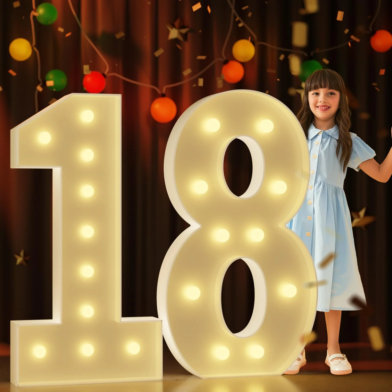 Number 18 Marquee Numbers - 4 Feet Tall - Light-Up Numbers