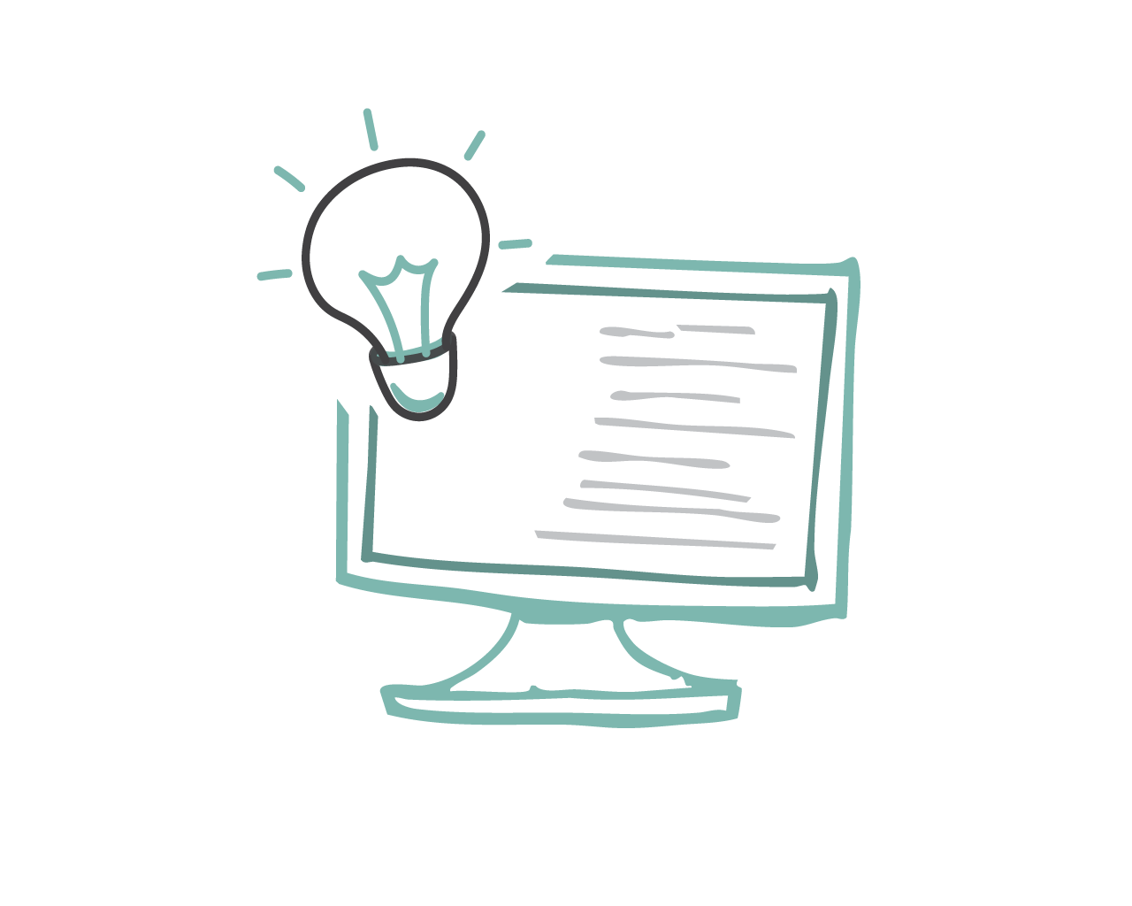 Computer monitor with a lightbulb icon indicating an idea or innovation.