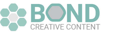 Logo with hexagonal shapes forming a flower and the text 'BOND Creative Content'