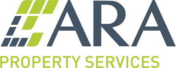 ARA Property Services logo with stylized green and gray design and text