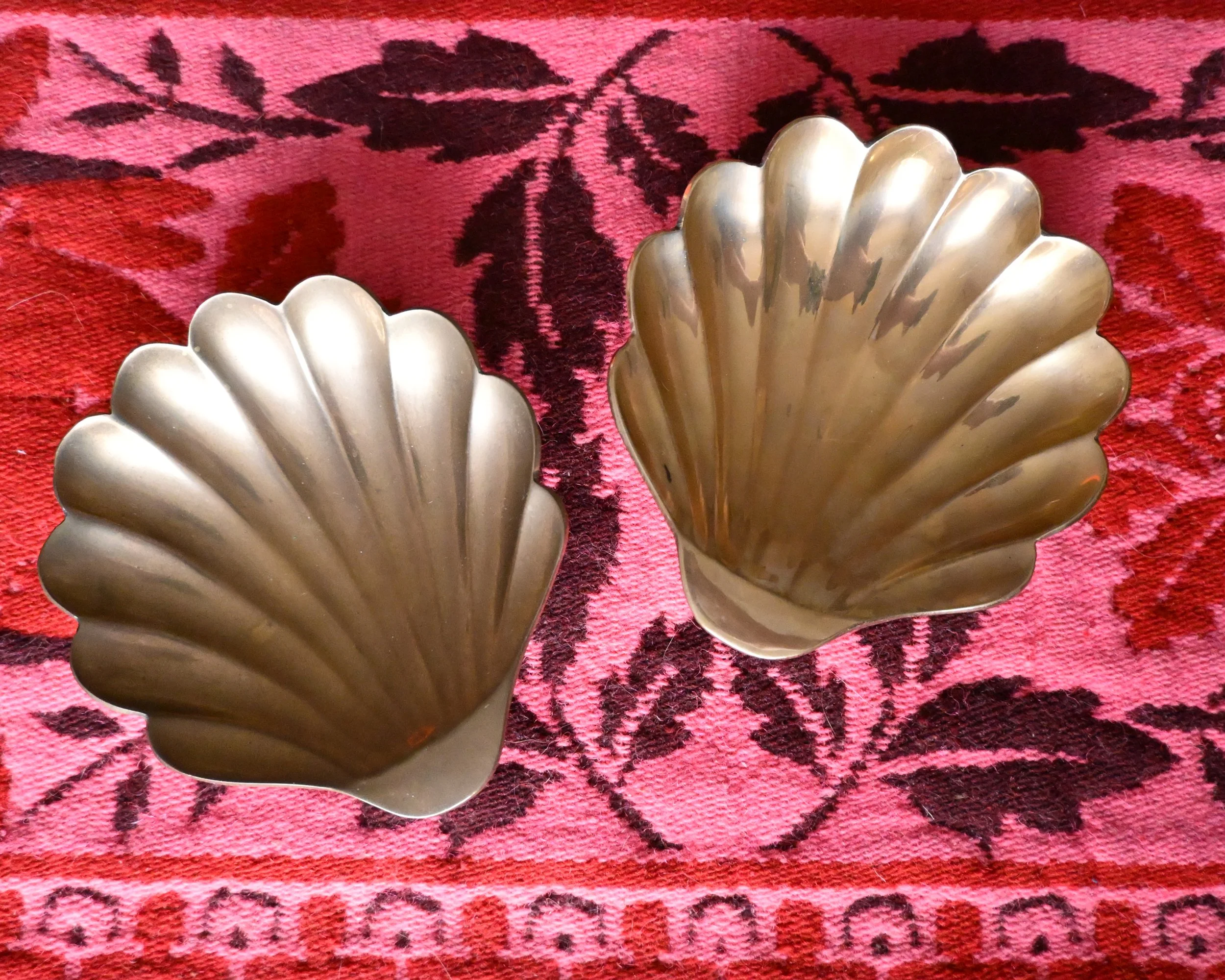 Brass Shell Dishes, Pair
