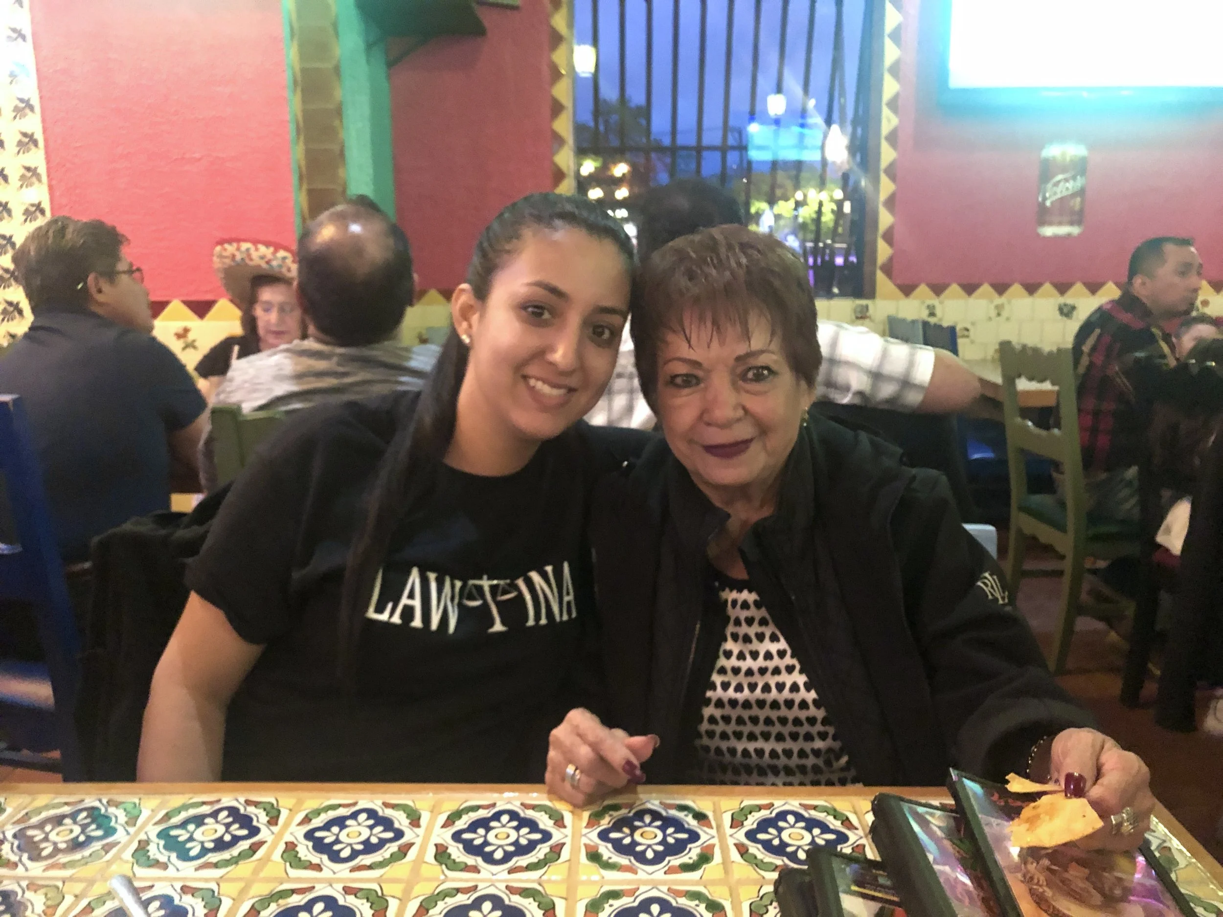 Karla Mardueño with her grandmother.
