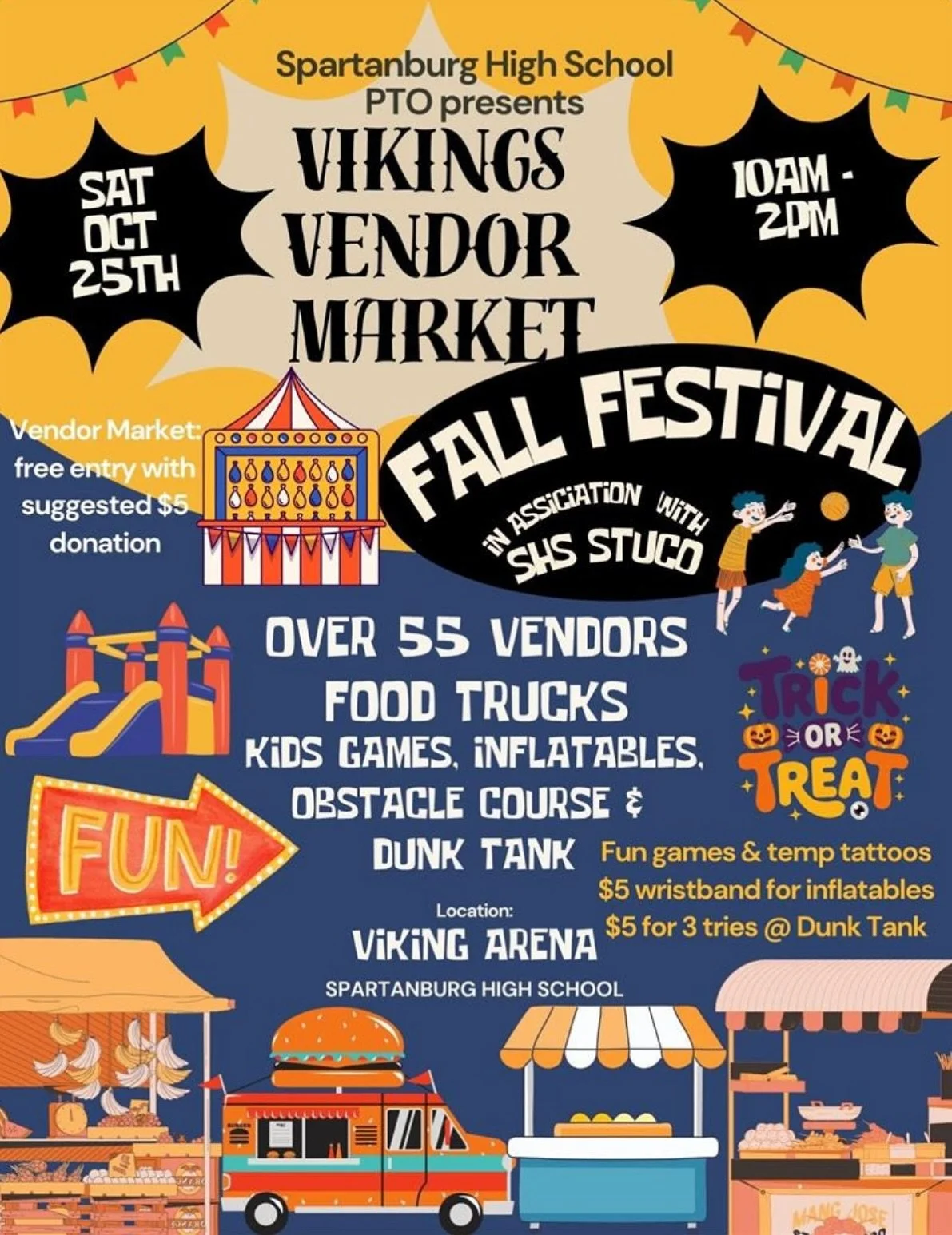 🎃✨ Fall Fun + Local Love = The Viking Vendor Market! ✨🎃

Mark your calendars &mdash; THIS SATURDAY, October 25th from 10 AM&ndash;2 PM at Spartanburg High School! 🏫🍁

The SHS PTO + Student Council are hosting the second annual Viking Vendor Marke