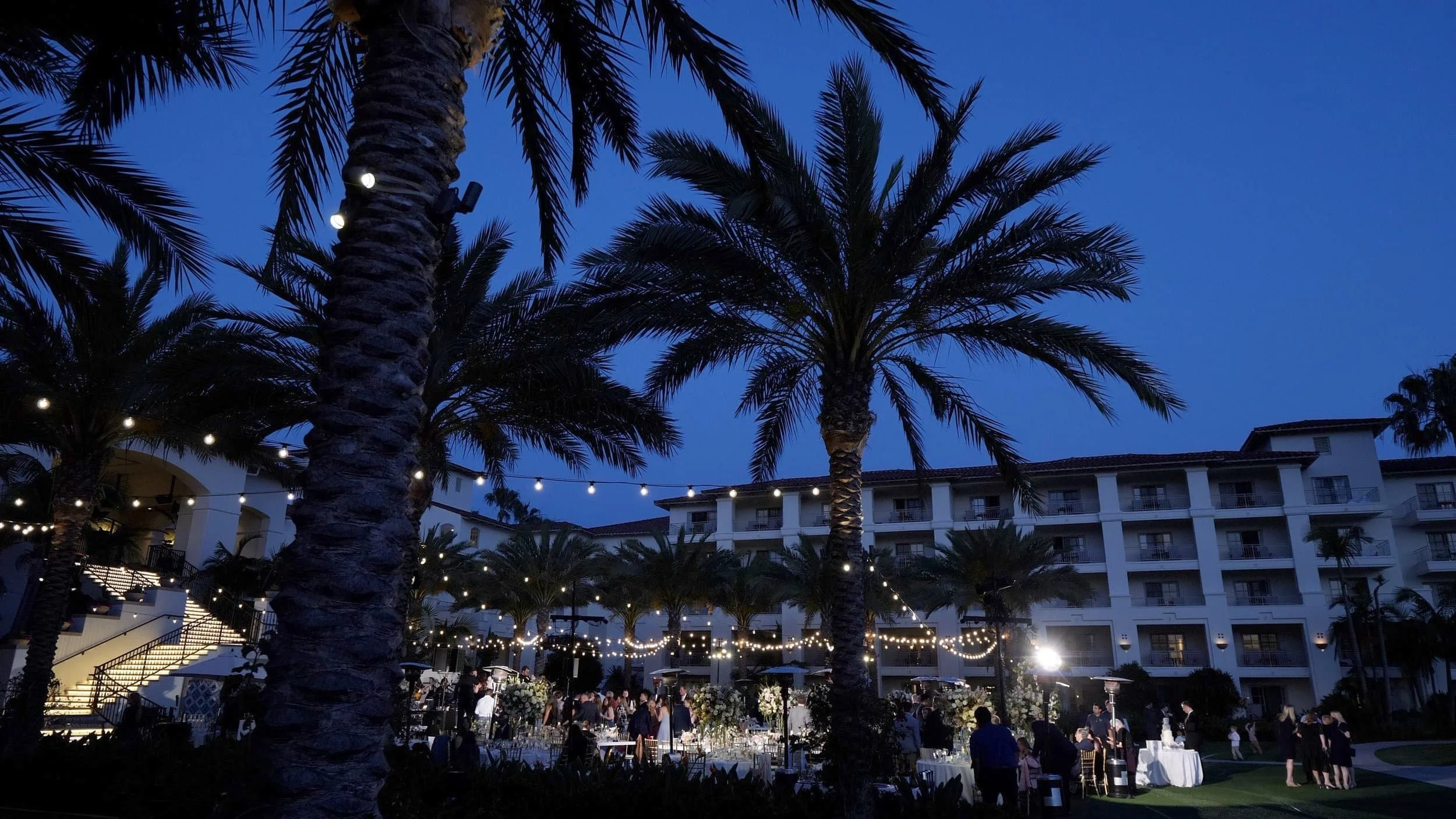 nighttime outdoor reception Hyatt Aviara Carlsbad
