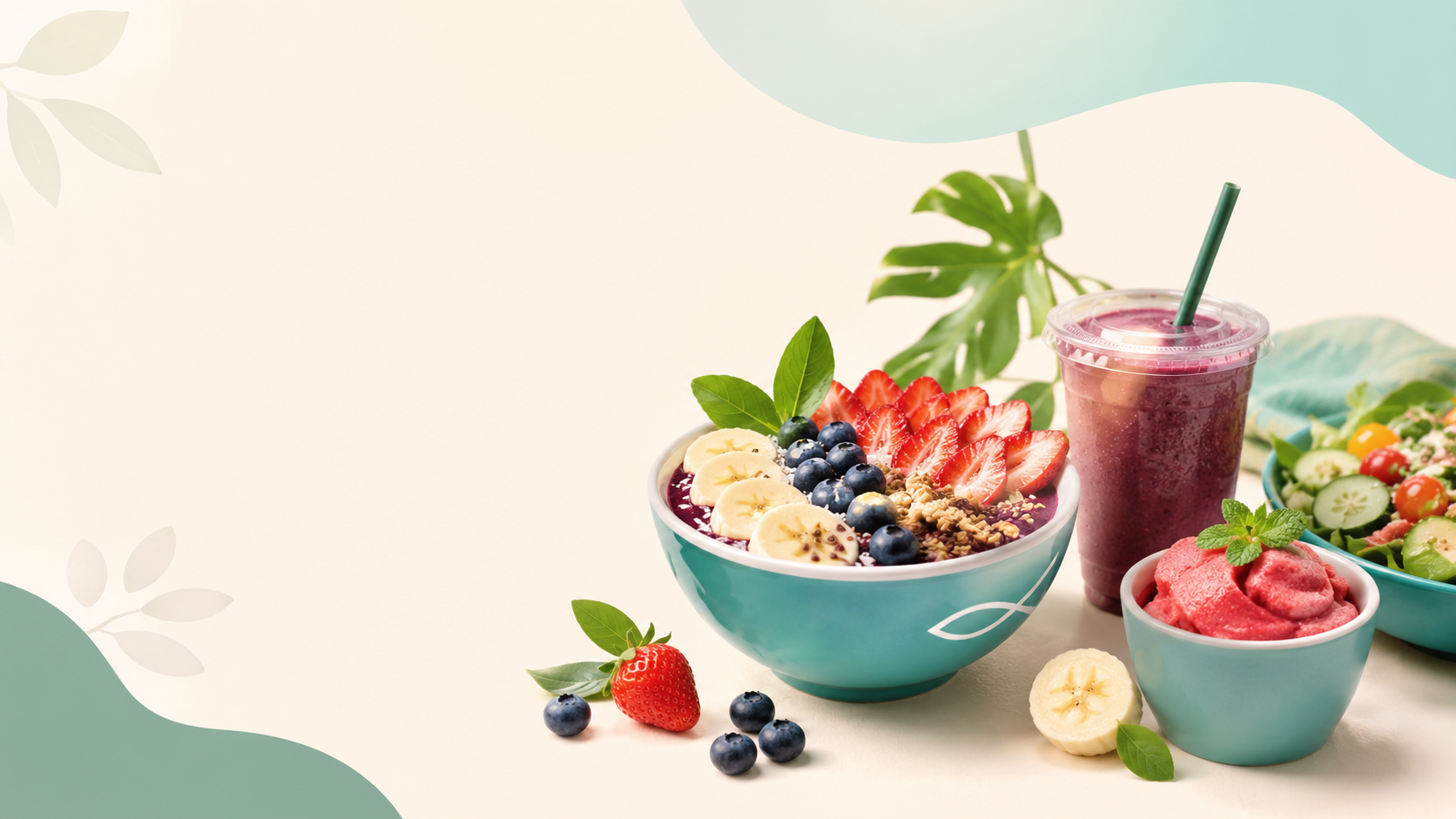 Açaí bowl, smoothie, and sorbet from Rooted & Fruited