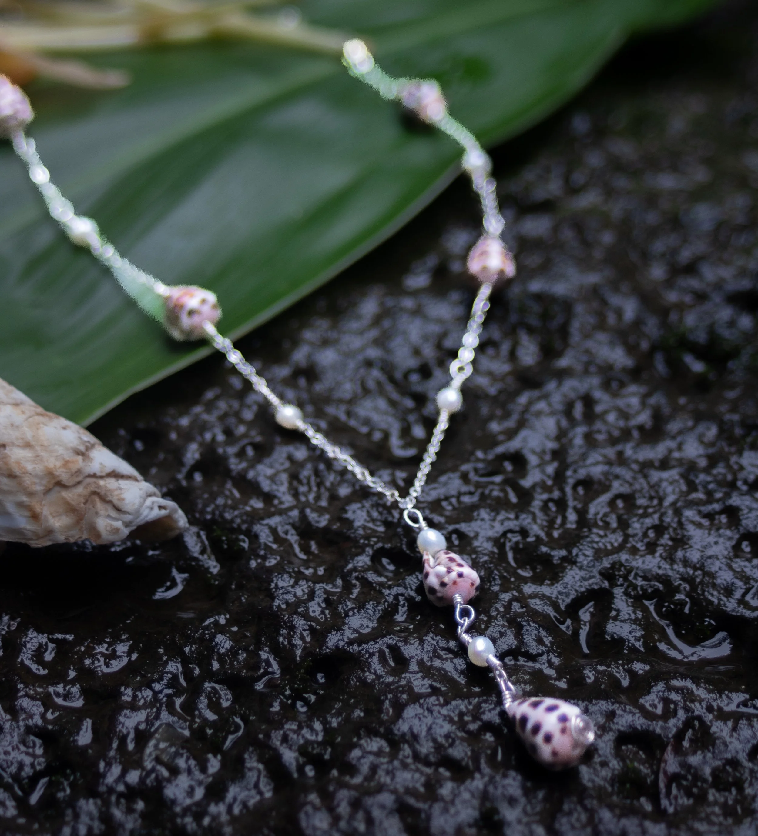 Baby Hebrew Shell Drop Necklace - Sterling Silver