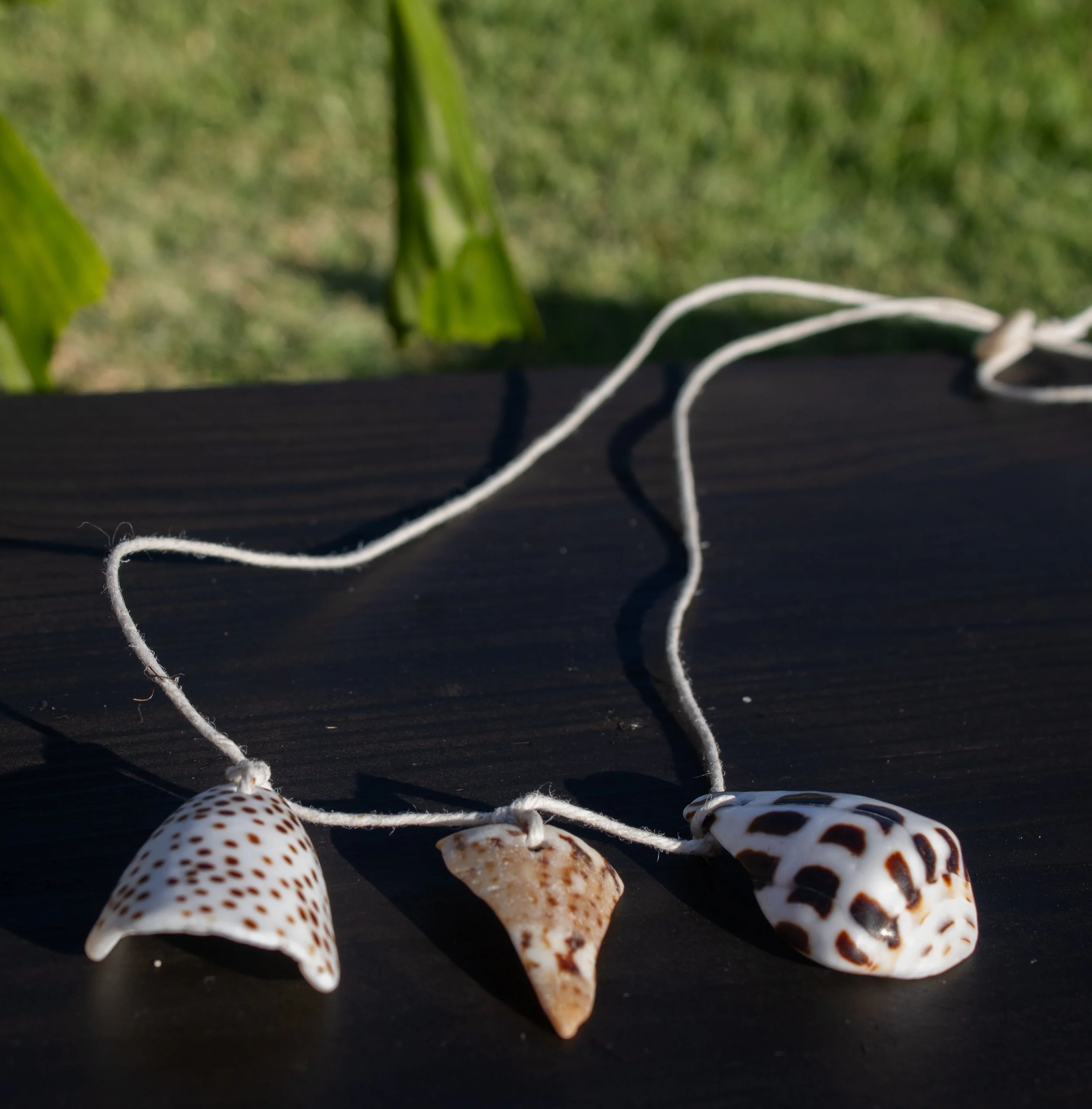 Okinawa Shell Cord Necklace - Triple Broken Cone Design