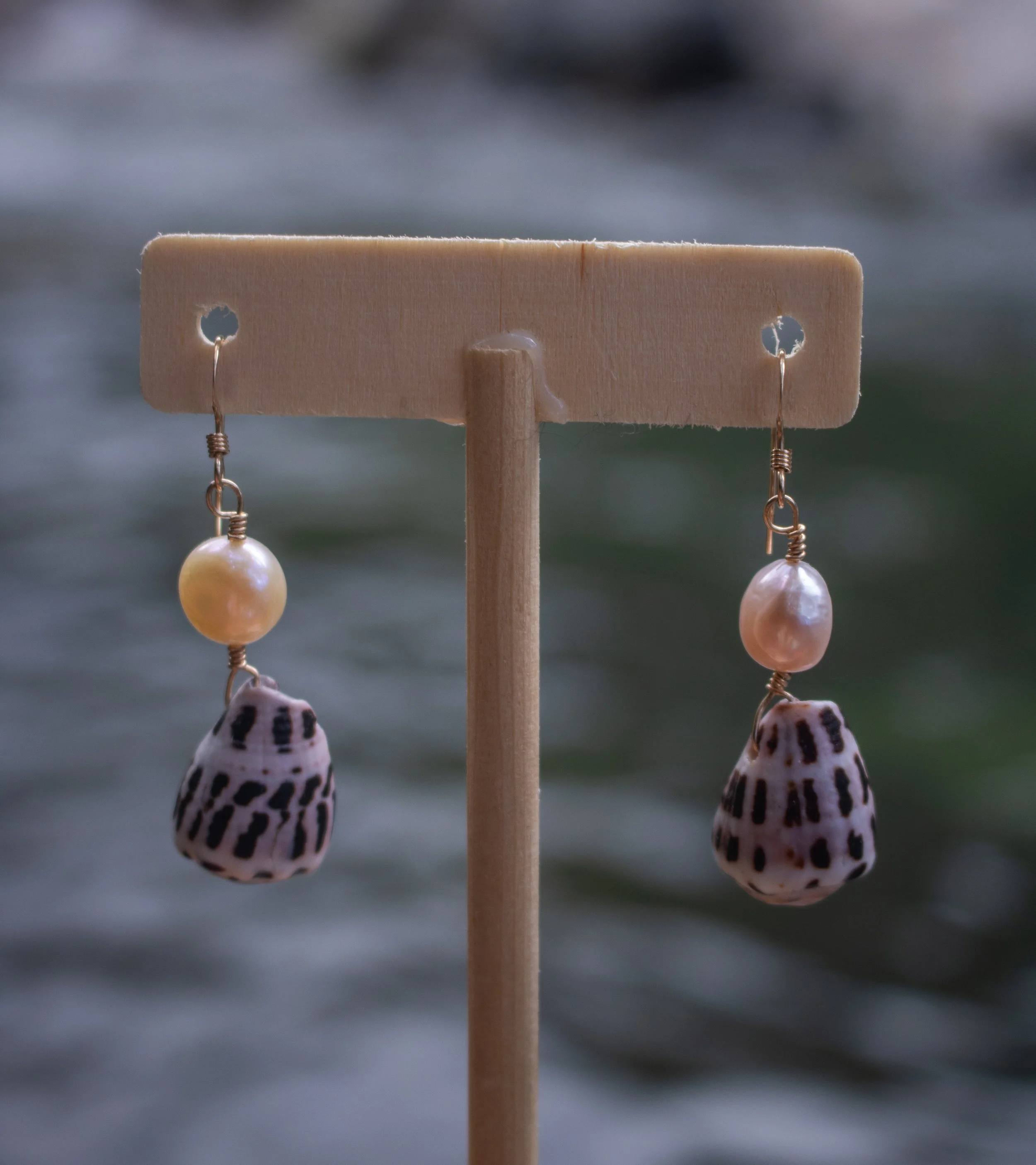 Hebrew Cone & Pearl Earrings - 14k Gold Filled