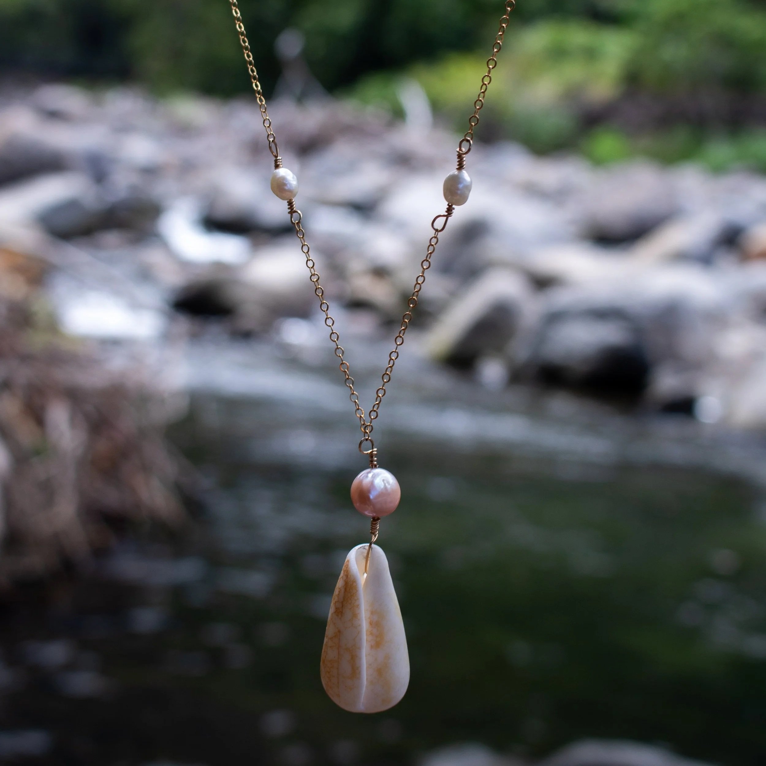 Hawaiian Penniform Cone Shell Necklace - 14k Gold Filled Extra Long
