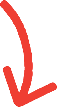 Red arrow pointing downward with a curved shape.