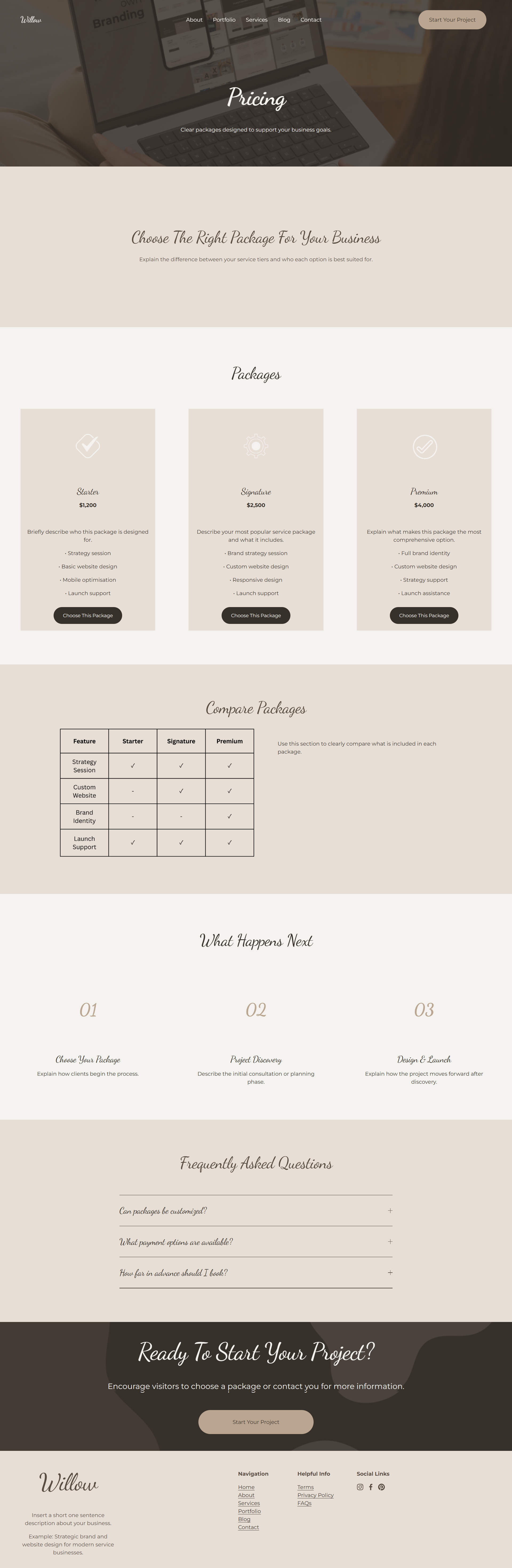 Willow Pricing Page